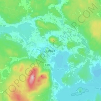 Carte topographique Bergsjö, altitude, relief