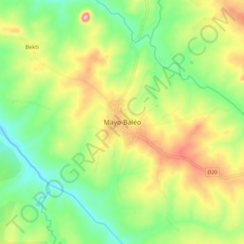 Carte topographique Mayo-Baléo, altitude, relief