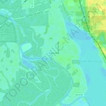 Carte topographique Riverside, altitude, relief