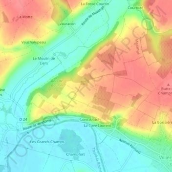 Carte topographique Haut de Gorge Sèche, altitude, relief