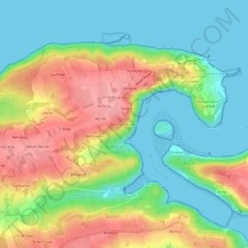 Carte topographique Bois des Moines, altitude, relief