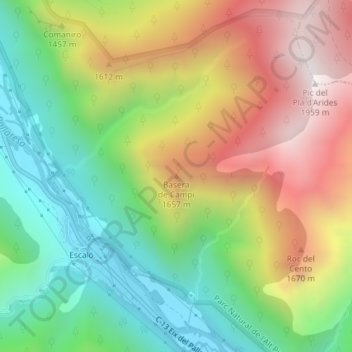 Carte topographique Basera de Campí, altitude, relief
