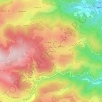 Carte topographique Pleigneux, altitude, relief