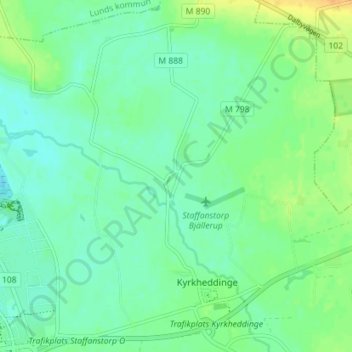 Carte topographique Stora Bjällerup, altitude, relief