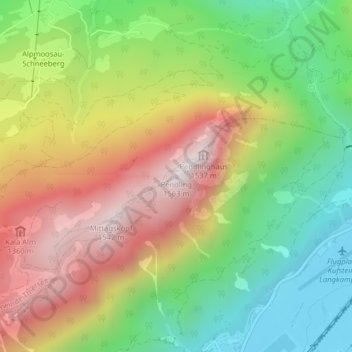 Carte topographique Pendling, altitude, relief