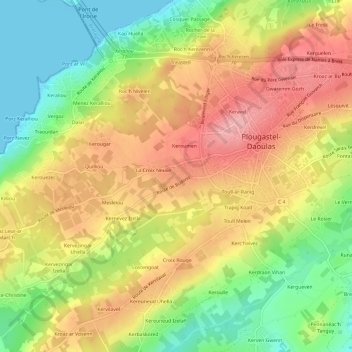 Carte topographique Bodonn, altitude, relief