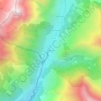 Carte topographique Le Mollard, altitude, relief