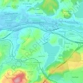 Carte topographique Overo, altitude, relief