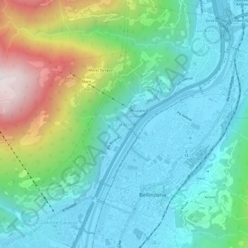 Carte topographique Carasso, altitude, relief