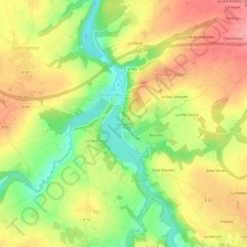 Carte topographique La Couaille, altitude, relief
