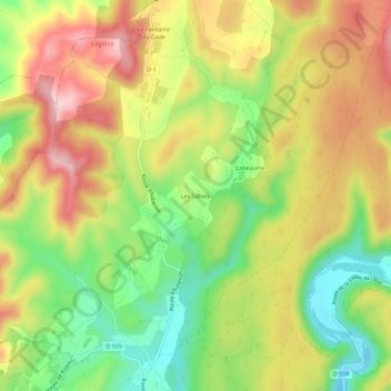 Carte topographique Les Silhols, altitude, relief