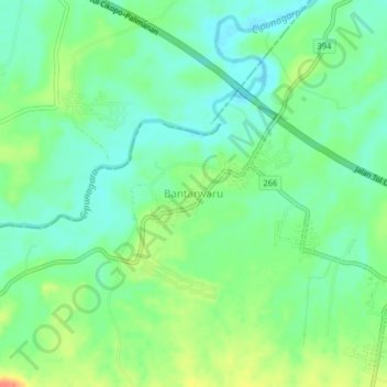 Carte topographique Bantarwaru, altitude, relief