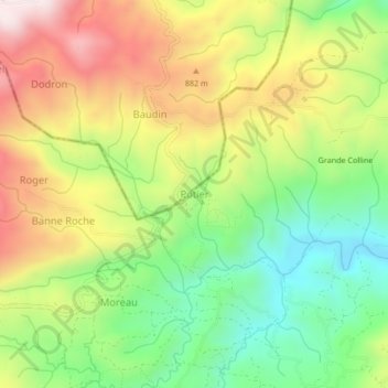 Carte topographique Potier, altitude, relief