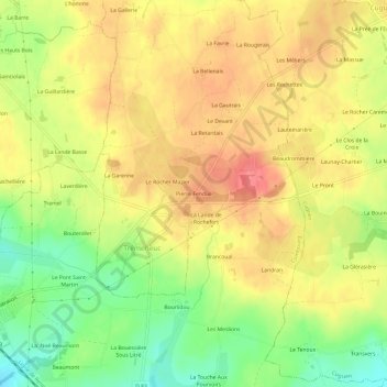 Carte topographique Pierre Fendue, altitude, relief