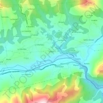 Carte topographique Serpiedo, altitude, relief