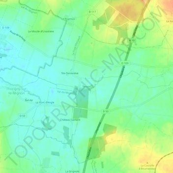 Carte topographique Tesson, altitude, relief
