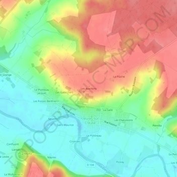 Carte topographique Les Availlons, altitude, relief