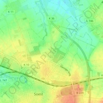Carte topographique Walburgerhofe, altitude, relief