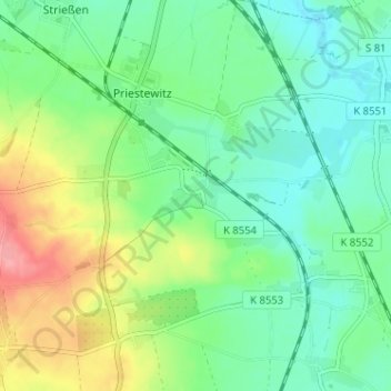 Carte topographique Stauda, altitude, relief