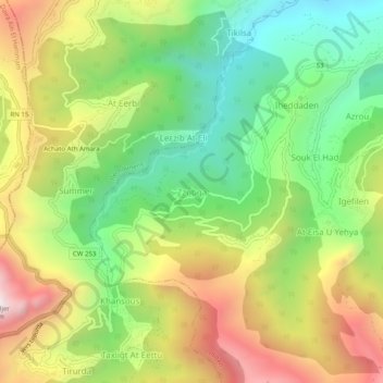 Carte topographique Zoubga, altitude, relief