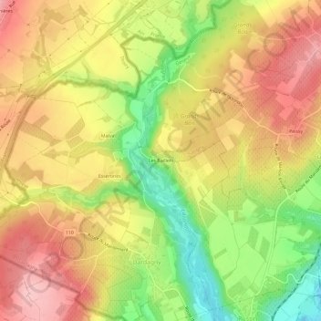 Carte topographique Les Baillets, altitude, relief