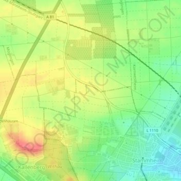 Carte topographique Möglinger Straße, altitude, relief