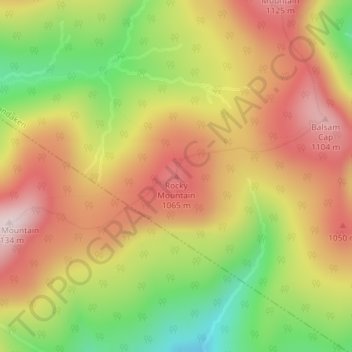Carte topographique Rocky Mountain, altitude, relief