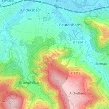Carte topographique Landgut Burg, altitude, relief