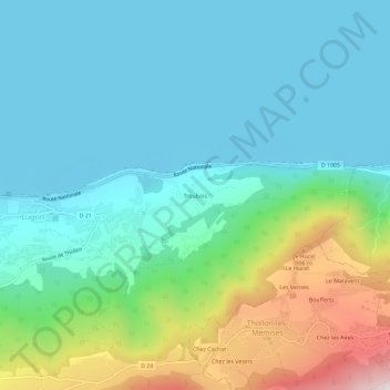 Carte topographique Troubois, altitude, relief