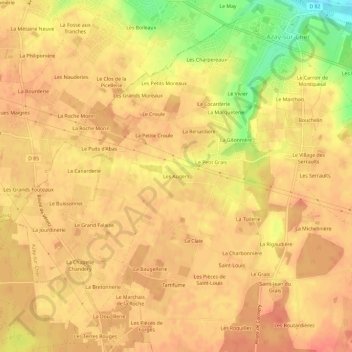 Carte topographique Les Augers, altitude, relief