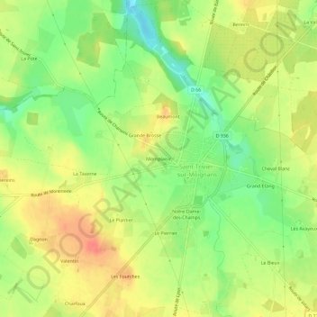 Carte topographique Montplaisir, altitude, relief