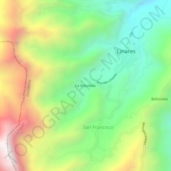 Carte topographique La Arboleda, altitude, relief