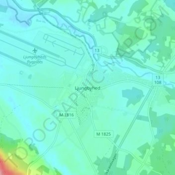 Carte topographique Ljungbyhed, altitude, relief
