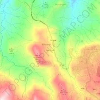 Carte topographique Case Rosse, altitude, relief
