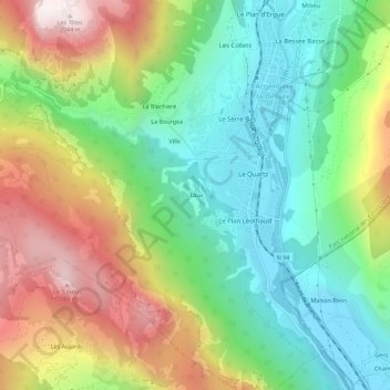 Carte topographique L'Ubac, altitude, relief