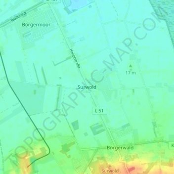 Carte topographique Surwold, altitude, relief