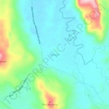 Carte topographique Tompo, altitude, relief