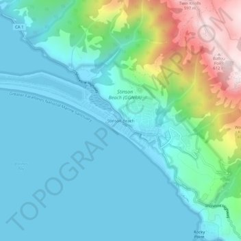 Carte topographique Stinson Beach, altitude, relief