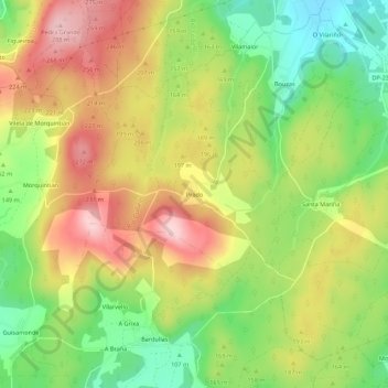 Carte topographique Prado, altitude, relief