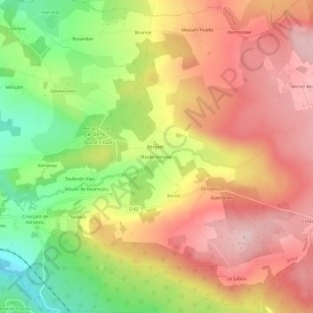 Carte topographique Moulin Kergaer, altitude, relief