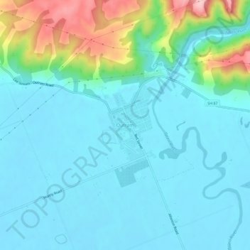 Carte topographique Outram, altitude, relief