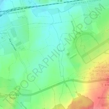 Carte topographique Grandviller, altitude, relief
