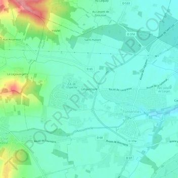 Carte topographique Labourdayre, altitude, relief