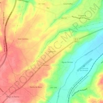 Carte topographique Travasso, altitude, relief