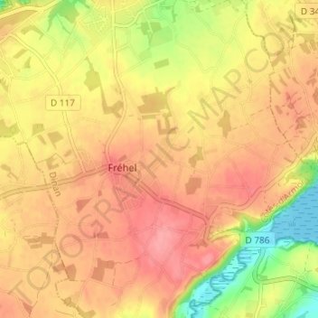 Carte topographique Les Rues, altitude, relief