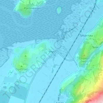 Carte topographique Ynys, altitude, relief
