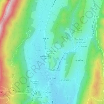 Carte topographique Hameau des Chaberts, altitude, relief