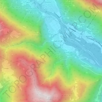 Carte topographique Gaggio, altitude, relief