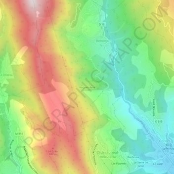 Carte topographique Roquebillère, altitude, relief
