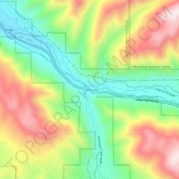 Carte topographique Snowmass, altitude, relief